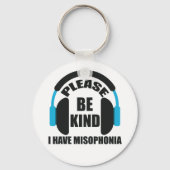 Let op: ik heb misophonia bewustzijn sleutelhanger (Voorkant)