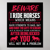 Let op: ik Ride Horse Riding Equestrian Poster (Voorkant)
