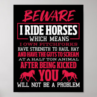 Let op: ik Ride Horse Riding Equestrian Poster