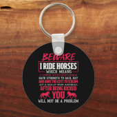 Let op: ik Ride Horse Riding Equestrian Sleutelhanger (Voorkant)