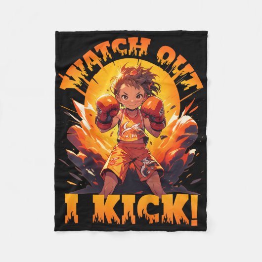 Let op - ik trap! Thai Boxing Muay Thai Kickboksen Fleece Deken (Voorkant)
