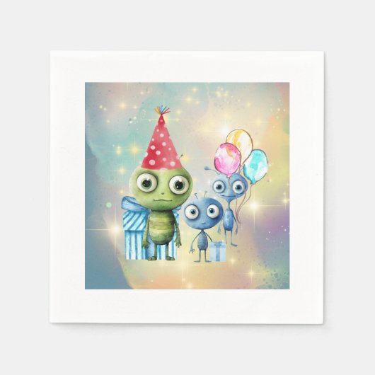 Let op intergalactische gewone verjaardagsservette servet (Voorkant)