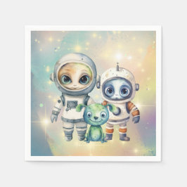 Let op intergalactische gewone verjaardagsservette servet