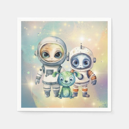 Let op intergalactische gewone verjaardagsservette servet (Voorkant)