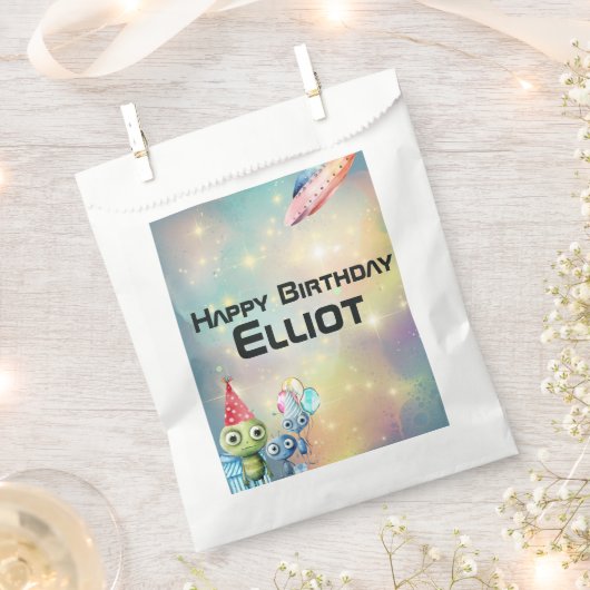 Let op Intergalactische Verjaardag Bedankzakje (Geknipt)