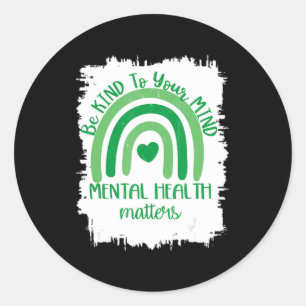 Let op je geest, geestelijke gezondheid, autisme ronde sticker