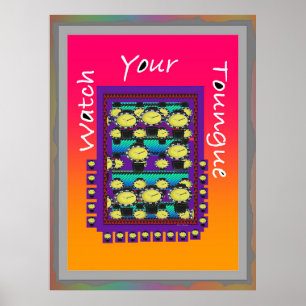 Let op je tong Paarse Poster