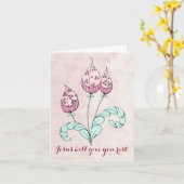 Let op Kaart met drie grillige bloemen (Gele Bloem)