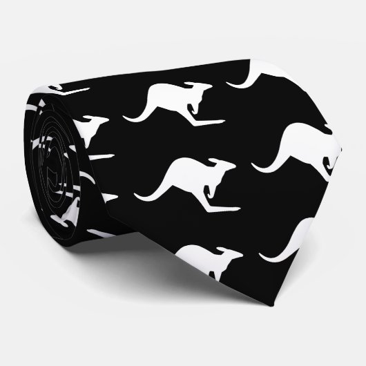 Let op: Kangaroo Black en White Stropdas (Opgerold)