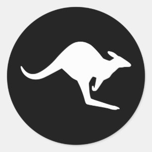 Let op Kangaroo Ronde Sticker