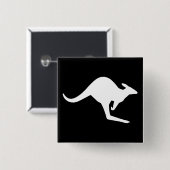 Let op Kangaroo Vierkante Button 5,1 Cm (Voorkant /achterkant)
