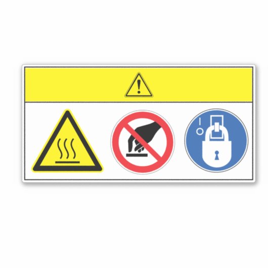 Let op: label voor warm oppervlak BM55 (Voorkant)