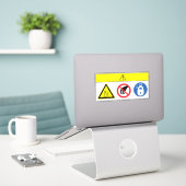 Let op: label voor warm oppervlak BM55 (Laptop op bureau)