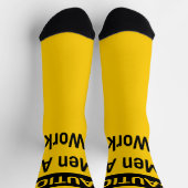 LET OP Mannen op het werk Geel en zwart Sokken (Top)