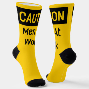 LET OP Mannen op het werk Geel en zwart Sokken