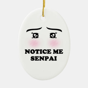 Let op me Senpai Blushing Anime Girl Kawaii Suki Keramisch Ornament