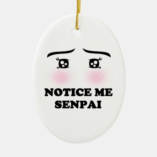 Let op me Senpai Blushing Anime Girl Kawaii Suki Keramisch Ornament (Voorkant)
