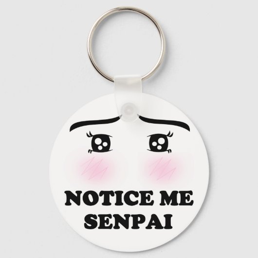 Let op me Senpai Blushing Anime Girl Kawaii Suki Sleutelhanger (Voorkant)