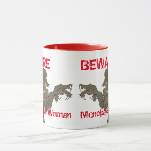 Let op Menopauzale vrouw Funny Monster Mok (Midden)