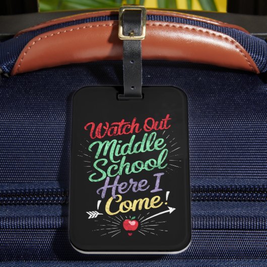Let op, middelbare school, daar kom ik aan school bagagelabel (Voorkant Insitu 2)