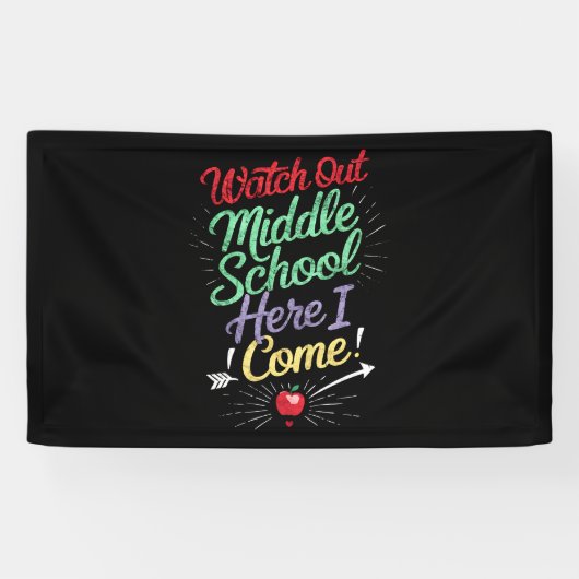 Let op, middelbare school, daar kom ik aan school spandoek (Horizontaal)
