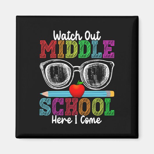 Let op middelbare school hier kom ik grappig terug magneet (Voorkant)