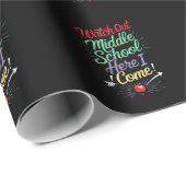 Let op Middelbare school hier kom ik School Cadeaupapier (Rol Hoek)