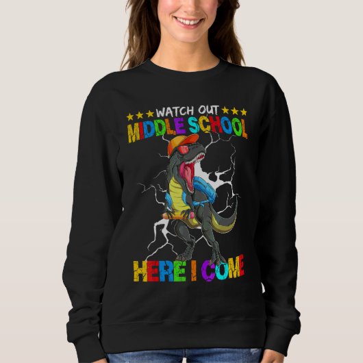 Let Op Middelbare School Ik Kom Er Aan Dinosaurus Trui (Voorkant)