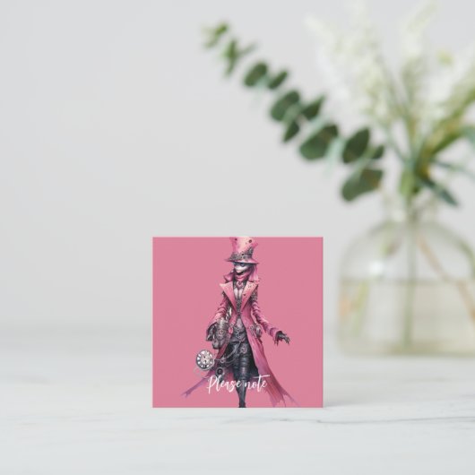 Let op Mode Steampunk Skeleton Ghost Informatiekaartje (Staand voorkant)