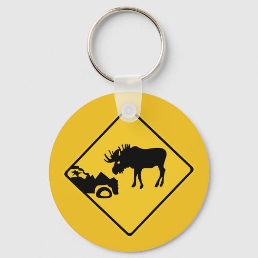 Let op: Moose, Traffic Sign, Canada Sleutelhanger (Voorkant)