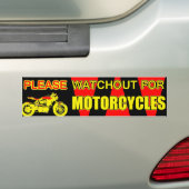LET OP MOTORFIETSEN - BUMPERSTICKER (Op auto)
