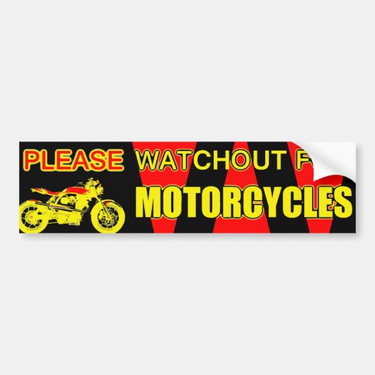 LET OP MOTORFIETSEN - BUMPERSTICKER (Voorkant)