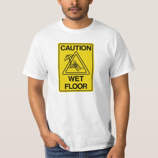 LET OP NATTE VLOER - Grappig T-shirt (Voorkant)