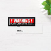 "Let op: niet openen tot Kerstmis" Cadeau Label Mini Visitekaartjes (Bureau)