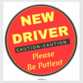 Let op Nieuwe bestuurder Wees geduldig - Rode auto Sticker (Vel)