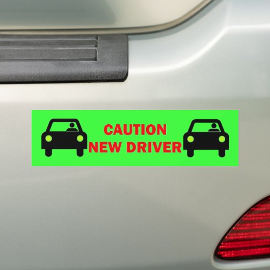 Let op nieuwe driver bumpersticker (Op auto)
