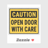 Let op: Open de deur met zorg Sticker (Vel)