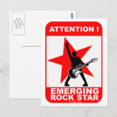 Let op! opkomende rockster ! briefkaart (Voorkant / Achterkant)