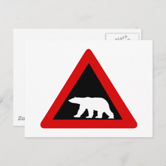 Let op: Polar Beren, Traffic Sign, Noorwegen Briefkaart (Voorkant / Achterkant)
