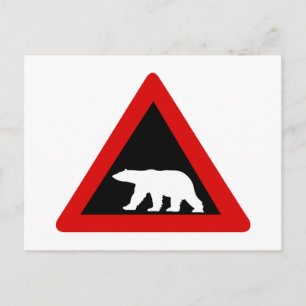 Let op: Polar Beren, Traffic Sign, Noorwegen Briefkaart
