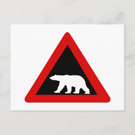 Let op: Polar Beren, Traffic Sign, Noorwegen Briefkaart (Voorkant)