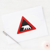 Let op: Polar Beren, Traffic Sign, Noorwegen Ovale Sticker (Envelop)