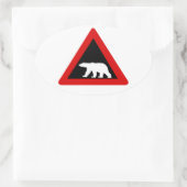 Let op: Polar Beren, Traffic Sign, Noorwegen Ovale Sticker (Tas)