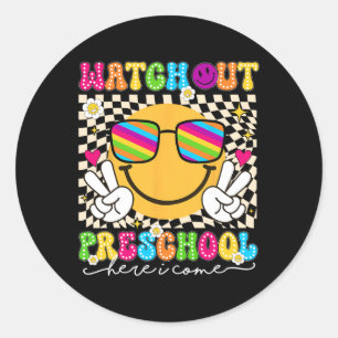 Let op Preschool Terug naar school Leraar Jongens Ronde Sticker