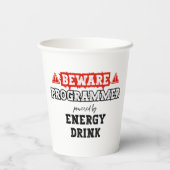 Let op: Programmeur aangedreven door energie-Drink Papieren Bekers (Achterkant)