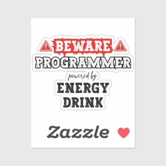 Let op: Programmeur aangedreven door energie-Drink Sticker (Vel)