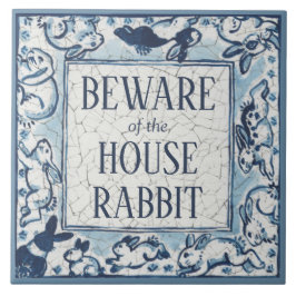 Let op: Rabbit Delft Blue White Sign Dedham Tegeltje