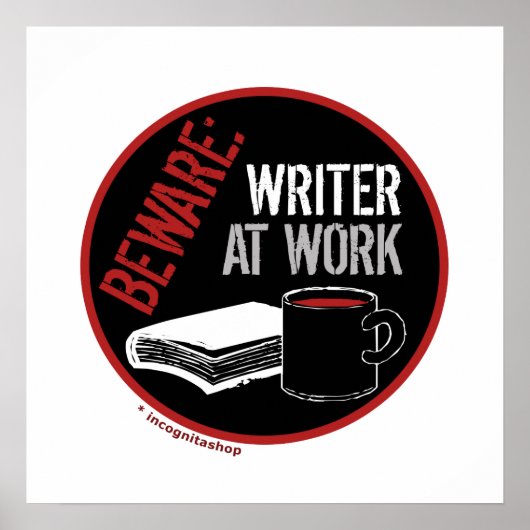 Let op: schrijver op het werk poster (Voorkant)