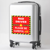 Let op slecht rijbewijs (wees voorzichtig) rode au sticker (Koffer)