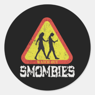 Let op Smombies Ronde Sticker